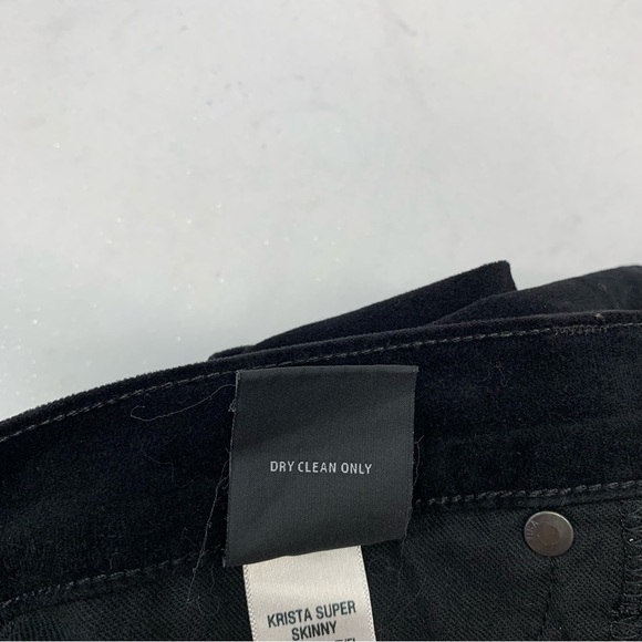Hudson Pants Woman Sz 30 Black Velvet Skinny Low Rise Pockets Tapered Stretch - Picture 10 of 13
